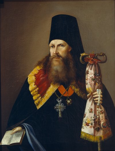 Portret van Varlaam Denisov, aartsbisschop van Oeral 1804-1873, midden 19e eeuw door Unbekannt