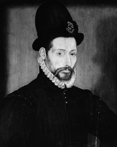 Portret van een man met een hoge hoed door Unbekannt