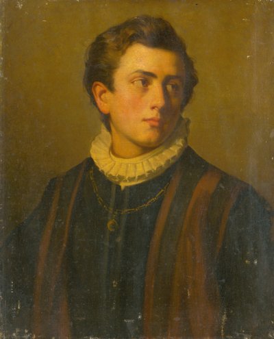 Portret van een jonge man met een witte gesteven kraag door Unbekannt