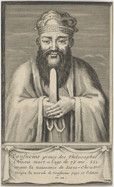 Portret van de Chinese denker en sociaal filosoof Confucius, tussen 1745 en 1755 door Unbekannt