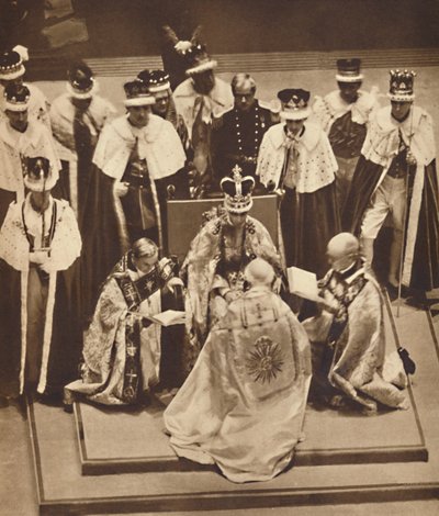 Primaat knielt bij de knieën van de koning, 12 mei 1937 door Unbekannt