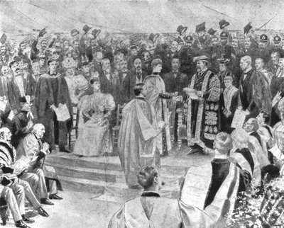 Prinses Alexandra ontvangt de graad van Doctor in de Muziek...1896, 1901 door Unbekannt