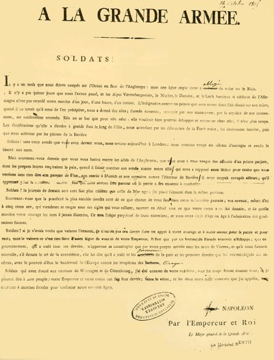 Proclamatie aan het leger, 13 oktober 1805 door Unbekannt