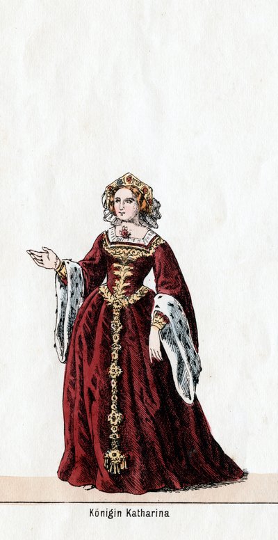 Koningin Katharine, kostuumontwerp voor Shakespeares toneelstuk, Henry VIII, 19e eeuw door Unbekannt