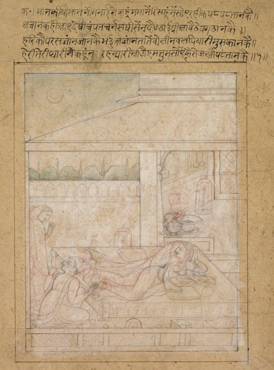Verzoening van Radha en Krishna, c. 1790-1800 door Unbekannt