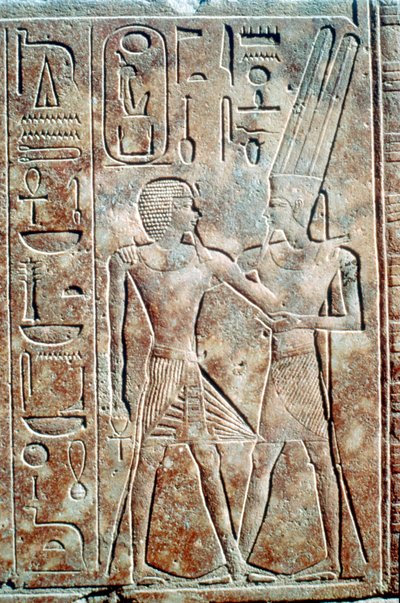 Reliëf van koningin Hatsjepsoet in mannelijke kleding, Tempel van Amon, Karnak, Egypte door Unbekannt