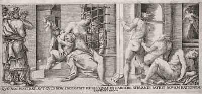 Romeinse Liefdadigheid, 1500s door Unbekannt