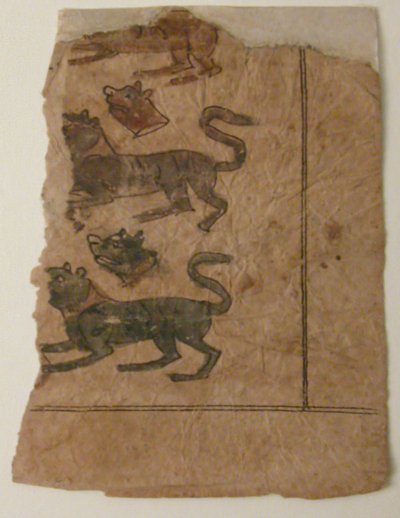 Rijen Dieren Afgewisseld met Afgehakte Hoofden, Folio uit een Manuscript, 11e-12e eeuw door Unbekannt