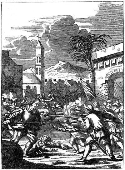 Plundering van Puerto Principe, Hispaniola, door Kapitein Morgan, 1667, ca. 1880 door Unbekannt
