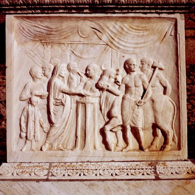 Offer van een os, Tempel van Vespasianus, Pompeii, Italië, 1e eeuw door Unbekannt