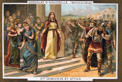 Sint Genoveva en Attila, c451 AD, 19e eeuw door Unbekannt