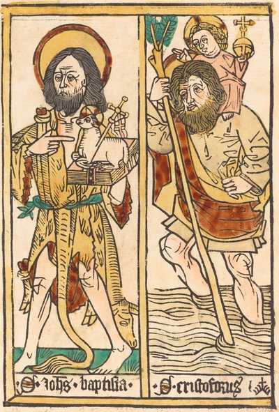 Sint Johannes de Doper en Sint Christoffel door Unbekannt
