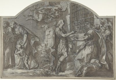 Sint Sebastiaan Spoort de Christelijke Gevangenen aan door Unbekannt