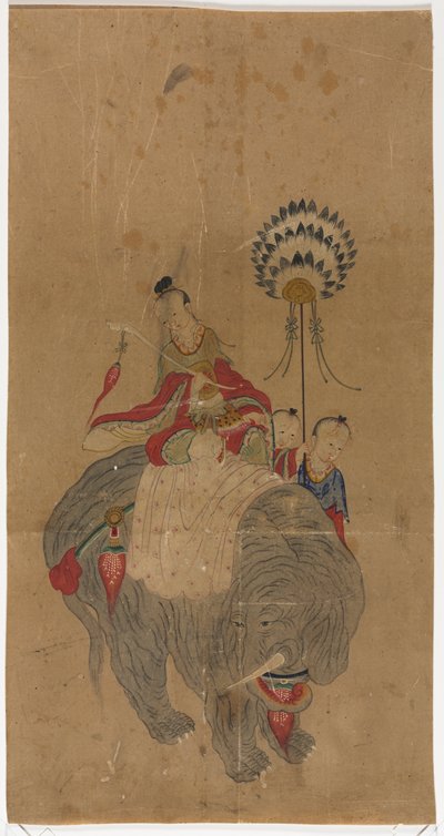 Samantabhadra op een Olifant met Twee Begeleiders, 1392-1910 door Unbekannt