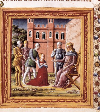 Sara gepresenteerd aan Farao, Miniatuur geschilderd door Marco Giovanni Dell