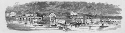 Scène in Baton Rouge tijdens de overstromingen van 1874, 1883 door Unbekannt