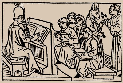 Schoollessen. Uit Speculum Vitae Humanae door Rodericus Zamorensis door Unbekannt