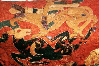 Scythische zadelhoes met aangebrachte vilten decoratie, 5e eeuw v.Chr. door Unbekannt