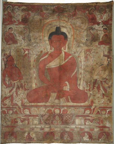 Zittende Amitabha met begeleiders, ca. 1100s door Unbekannt