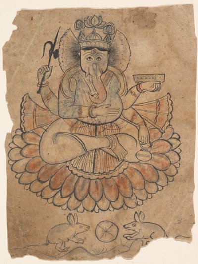 Zittende Vierarmige Ganesha, ca. 1775 door Unbekannt