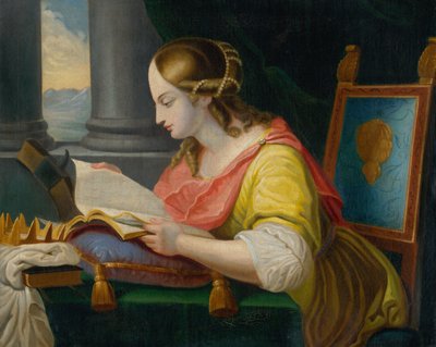 Zittende Heilige Catharina die studeert door Unbekannt