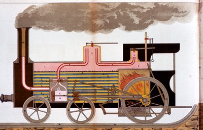 Doorsnede van een stoomlocomotief uit het midden van de 19e eeuw door Unbekannt