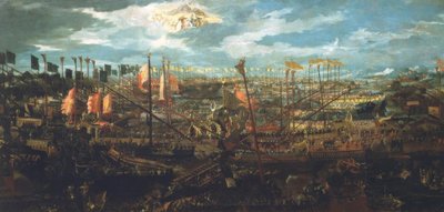 Zeeslag bij Lepanto 1571 door Unbekannt