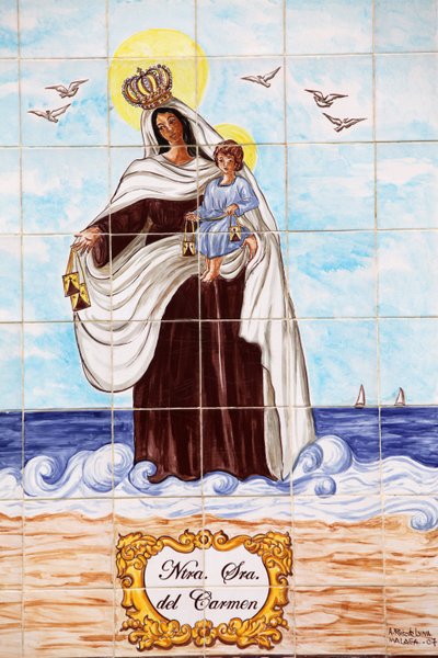 Senora del Carmen azulejo mozaïekpaneel, Malaga, Spanje door Unbekannt