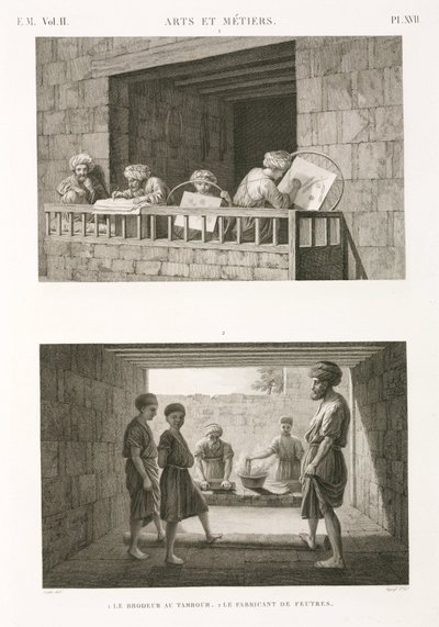 Borduren en viltmaken, Egypte, ca. 1798 door Unbekannt