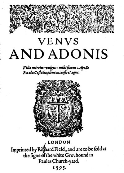 Shakespeares eerste gepubliceerde werk - 1e editie van Venus en Adonis, 1593, 1946 door Unbekannt