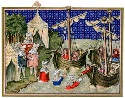 Schepen die proviand brengen naar het Engelse leger, campagne van Richard II in Ierland, 1399, 1893 door Unbekannt