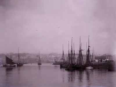Schepen in de haven van Plymouth in Devon door Unbekannt