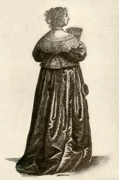 Toont de kleding van een Engelse dame, 1640, 1937 door Unbekannt