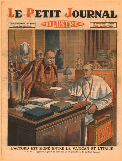 Ondertekening van het akkoord tussen het Vaticaan en Italië, 1929 door Unbekannt