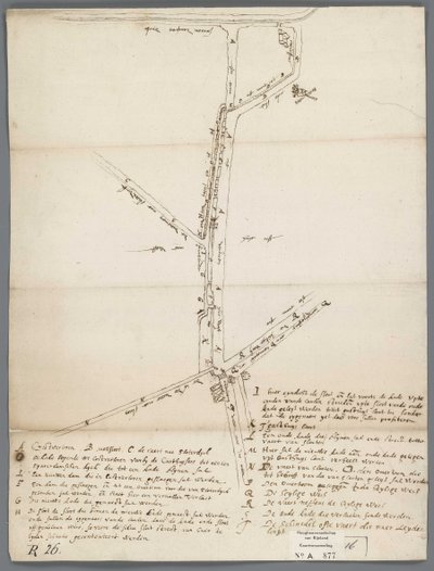 Situatieschets van de aanleg van de nieuwe kade van de Sloterbinnenpolder langs de Kostverlorenvaart door Unbekannt