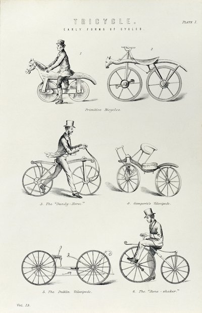 Zes vroege vormen van fiets door Unbekannt