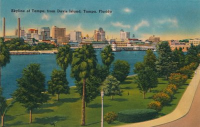 Skyline van Tampa, vanaf Davis Island, Tampa, Florida, ca. 1940s door Unbekannt