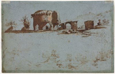 Kleine groep Romeinse ruïnes door Unbekannt