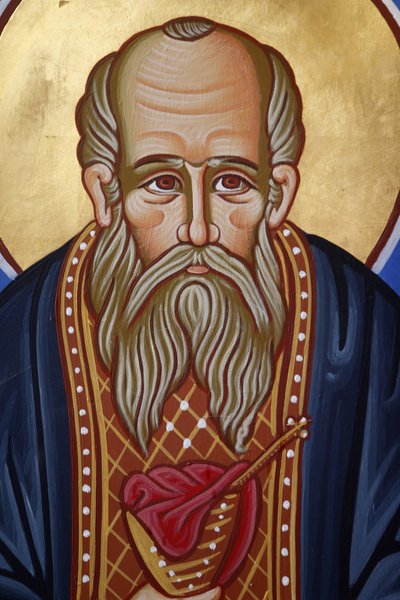 St. Nicolaas fresco in Pedoulas Orthodoxe kerk, Cyprus, 20150510, Pedoulas, Cyprus door Unbekannt