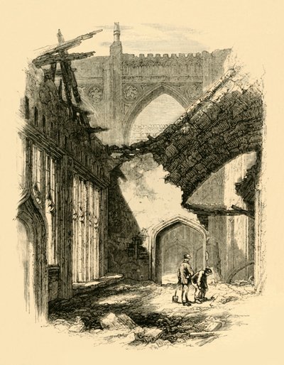 St. Stephens Kapel - Interieur na de brand, 1881 door Unbekannt