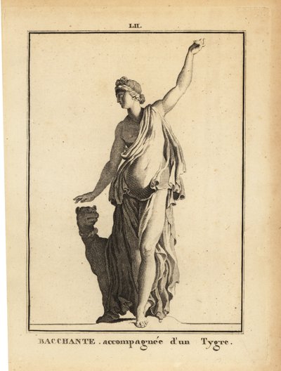 Standbeeld van een Bacchante, volgeling van de Romeinse wijngod Bacchus, met een tijger door Unbekannt