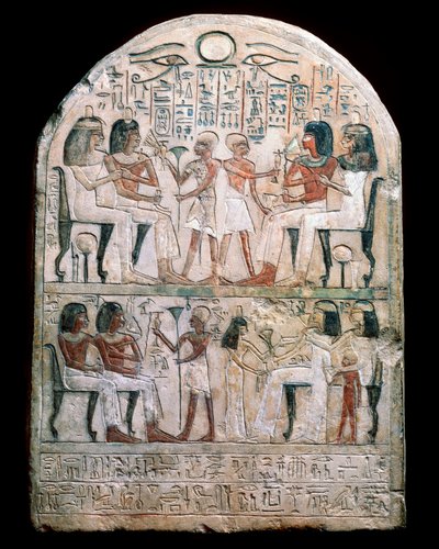 Stenen stèle met een reliëf, Oud-Egyptisch, 156 v.Chr. door Unbekannt
