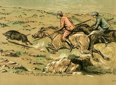 Elke zenuw en spier inspannen om voor hem de eer van de eerste speer te winnen, late 19e eeuw door Unbekannt