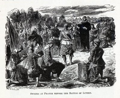 Zweden in gebed voor de Slag bij Lützen, 1882 door Unbekannt