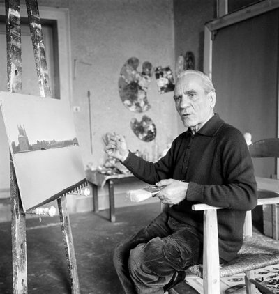 De schilder Virgilio Guidi in zijn studio - Venetië - 1970 door Unbekannt