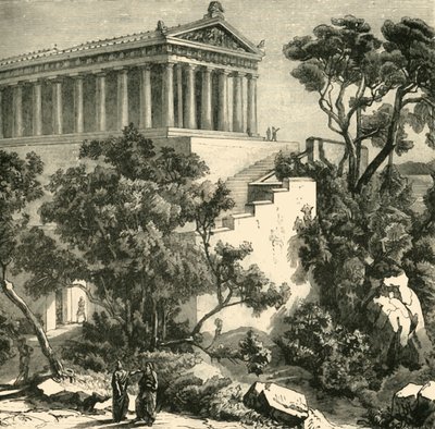 Tempel van Poseidon in Kalauna, 1890 door Unbekannt