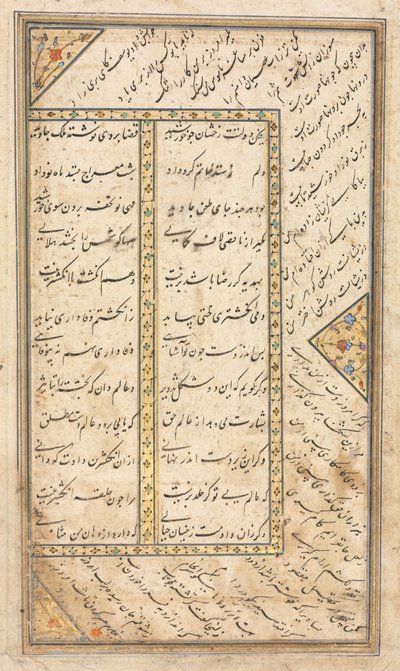 Tekstpagina, Perzische verzen verso in een anthologie met enkele verzen uit Haft Awrang, midden 1500s door Unbekannt