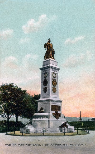 Het Armada-monument, Hoe-promenade, Plymouth, Devon, begin 20e eeuw door Unbekannt