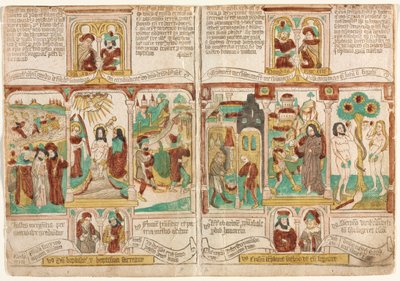 De Bijbel van de Armen Biblia Pauperum, Leger van de Farao verdronken in de Rode Zee, 1450-1465 door Unbekannt