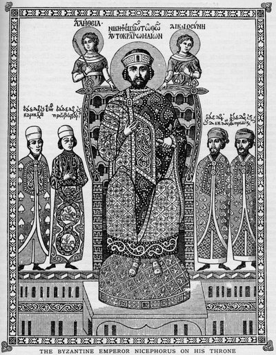 De Byzantijnse Keizer Nicephorus op zijn troon door Unbekannt